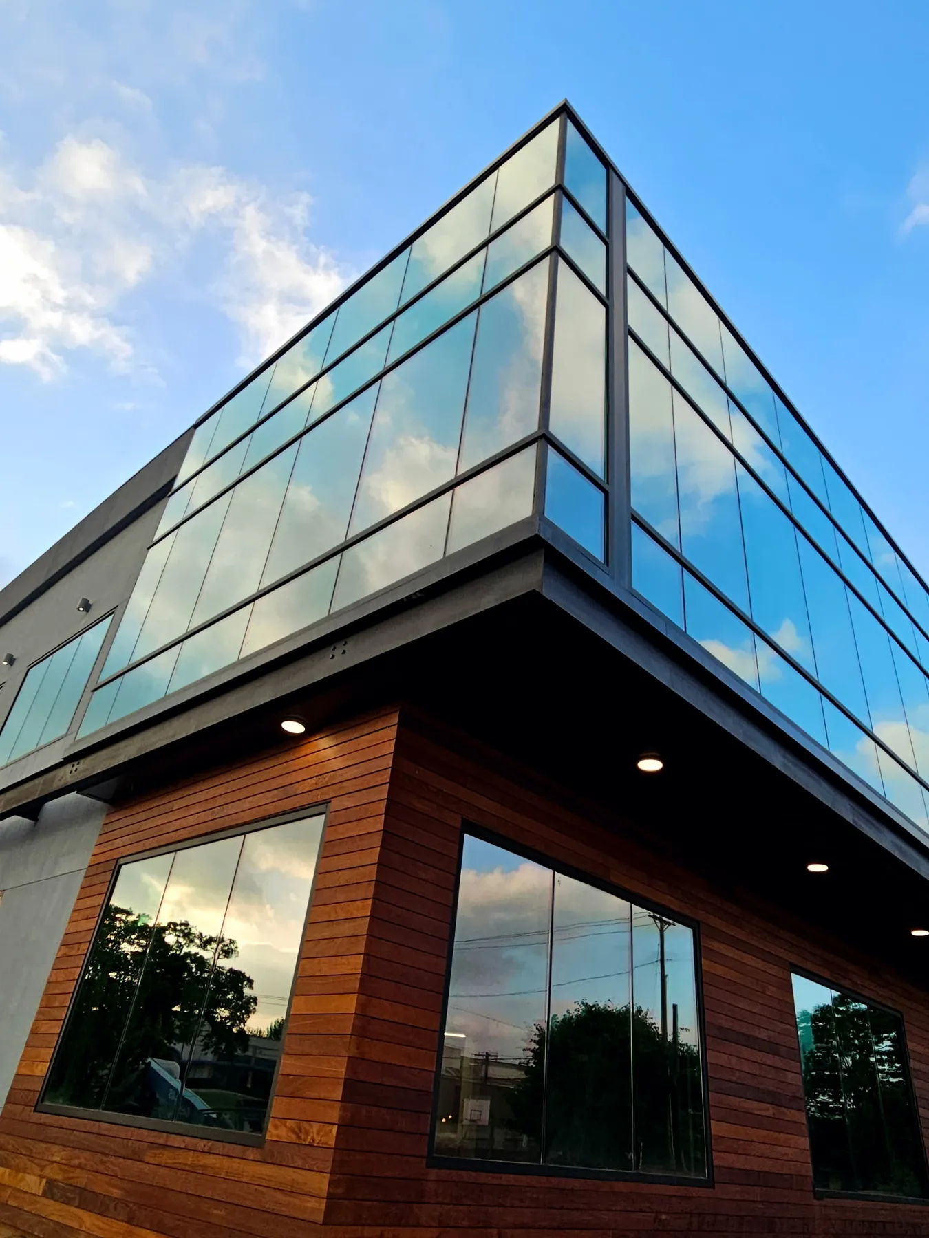Modern commercial building with reflective glass